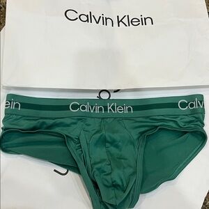 Calvin Klein refined microfiber stretch plus Men Hip Brief moss green new silky